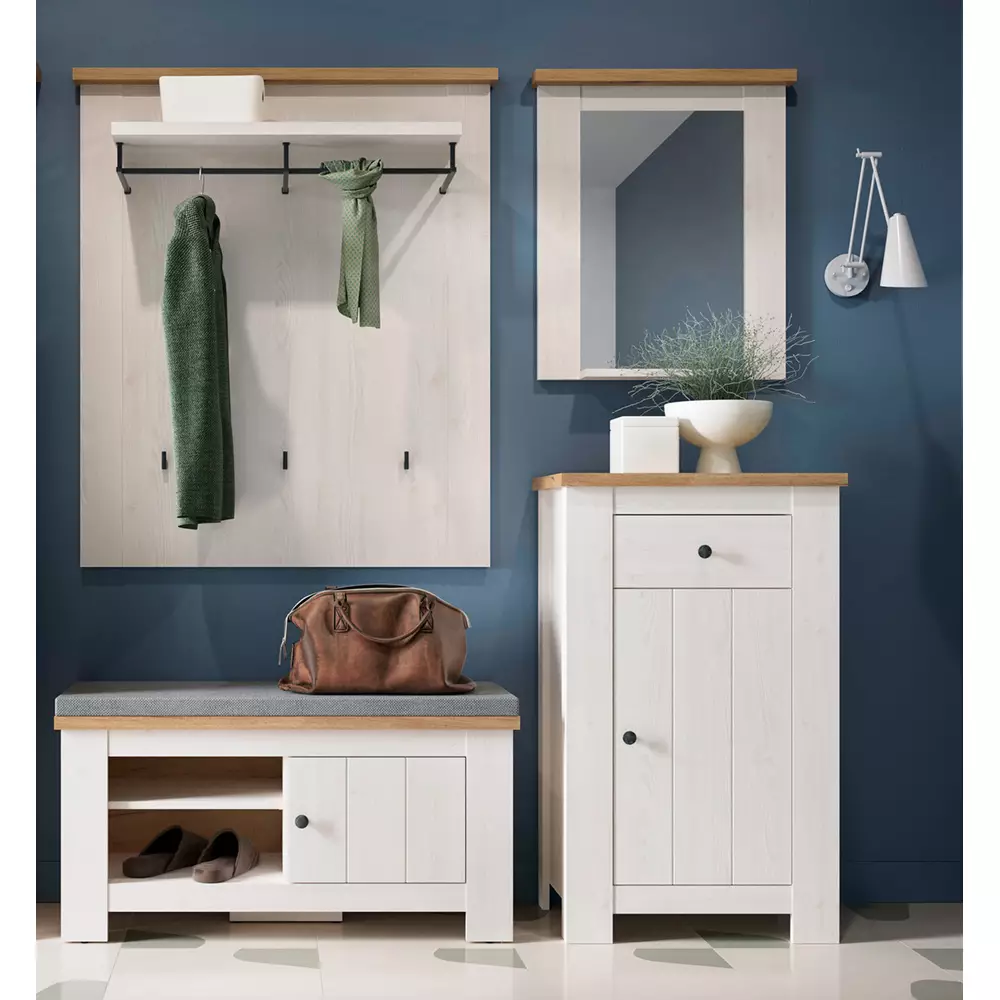 Lomadox Sideboard Kommode Landhausstil Lärche weiß mit Eiche COSLADA-129 Verkauf