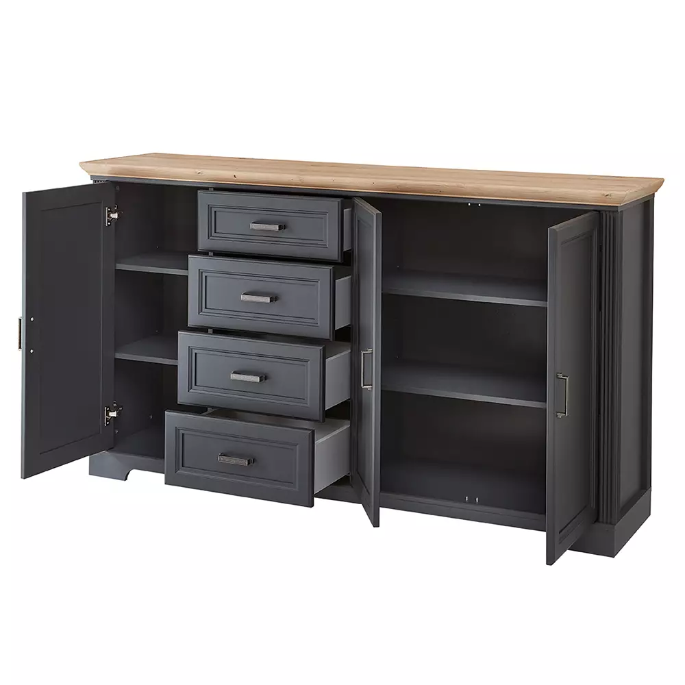 Lomadox Sideboard Landhausstil 180cm JÜLICH-36 in graphit mit Artisan Eiche Nb., B/H/T ca. 182/102/41 cm Hotsell