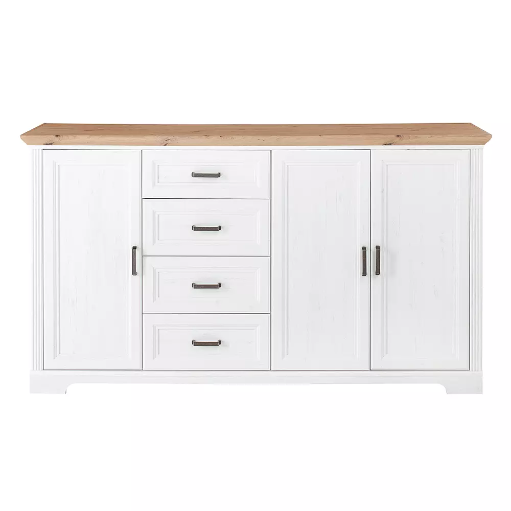 Lomadox Sideboard Landhausstil 180cm JÜLICH-36 in Pinie weiß Nb. mit Artisan Eiche Nb., B/H/T ca. 182/102/41 cm im Angebot