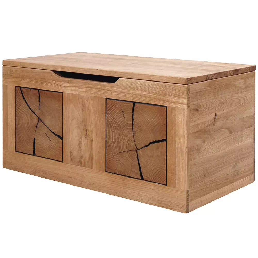 Lomadox Sitztruhe B/H/T ca. 80/40/40 cm modern in Eiche massiv geölt mit Hirnholz KIMBERLEY-69 Limitierter Zeitrabatt