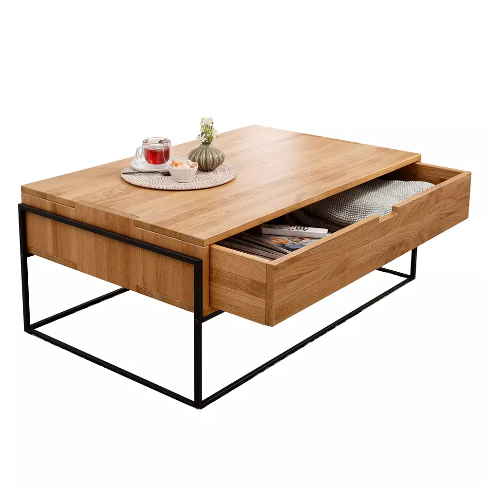 Lomadox Couchtisch 110x65cm Eiche massiv geölt KENTON-69 Versandkostenfrei