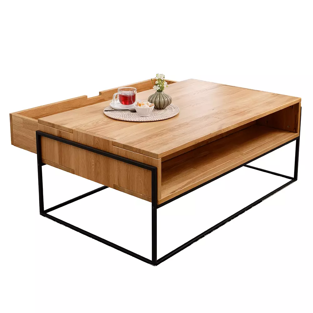Lomadox Couchtisch 110x65cm Eiche massiv geölt KENTON-69 Versandkostenfrei