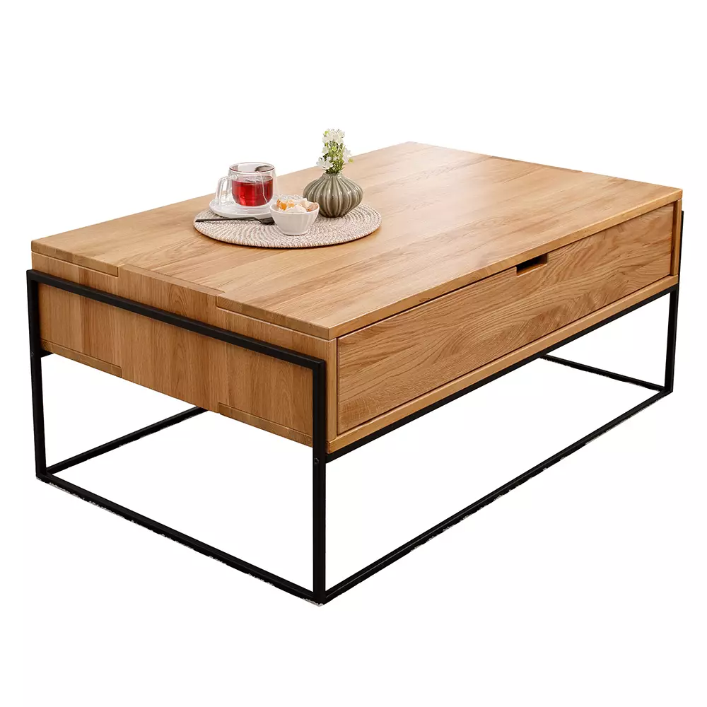 Lomadox Couchtisch 110x65cm Eiche massiv geölt KENTON-69 Versandkostenfrei