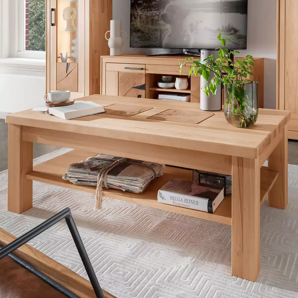 Lomadox Couchtisch 118x70cm, Kernbuche massiv geölt, WINNIPEG-69 Großer Ausverkauf