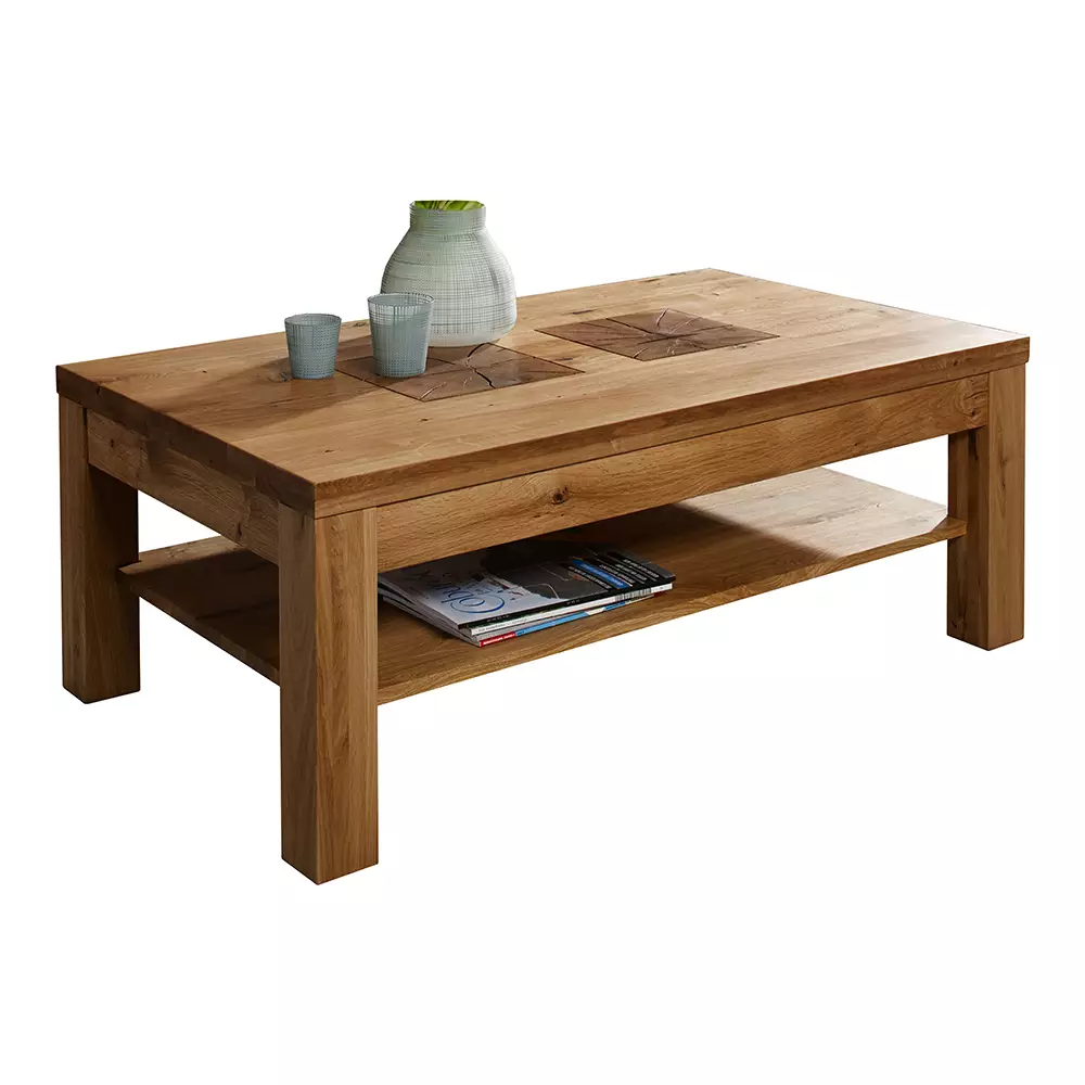Lomadox Couchtisch 118x70cm, Wildeiche massiv geölt, WINNIPEG-69 Flash Sale