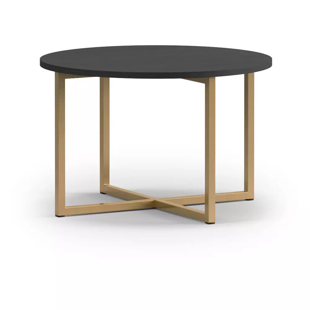 Lomadox Couchtisch 2er Set, 60cm & 80cm Durchmesser, 39cm & 43cm hoch, in Esche schwarz Nb. mit goldfarbenem Fußgestell PERIA-132 Saisonschlussverkauf