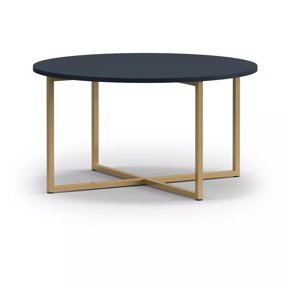 Lomadox Couchtisch 2er Set, 60cm & 80cm Durchmesser, 39cm & 43cm hoch, in Marineblau mit goldfarbenem Fußgestell PERIA-132 Black Friday