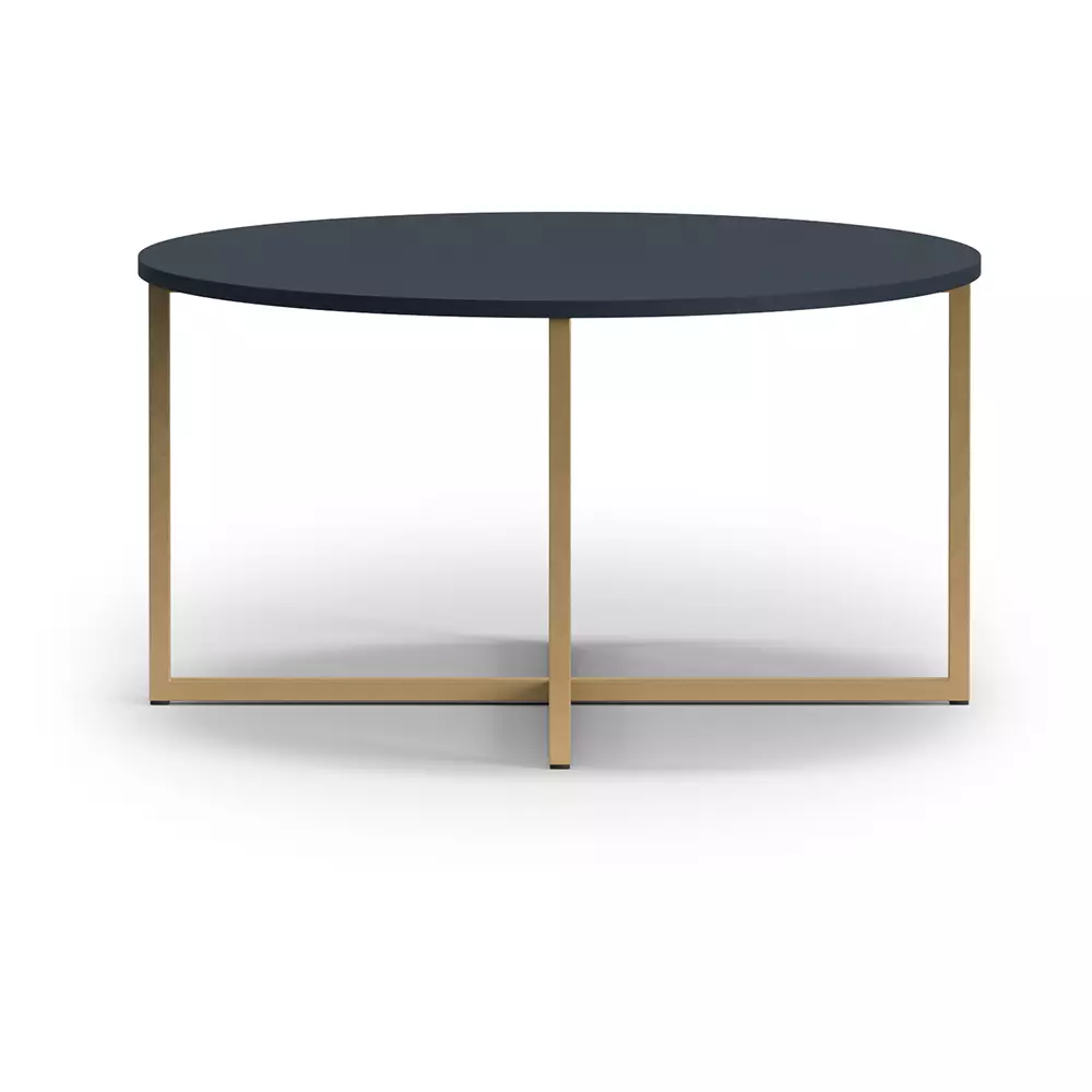 Lomadox Couchtisch 2er Set, 60cm & 80cm Durchmesser, 39cm & 43cm hoch, in Marineblau mit goldfarbenem Fußgestell PERIA-132 Black Friday