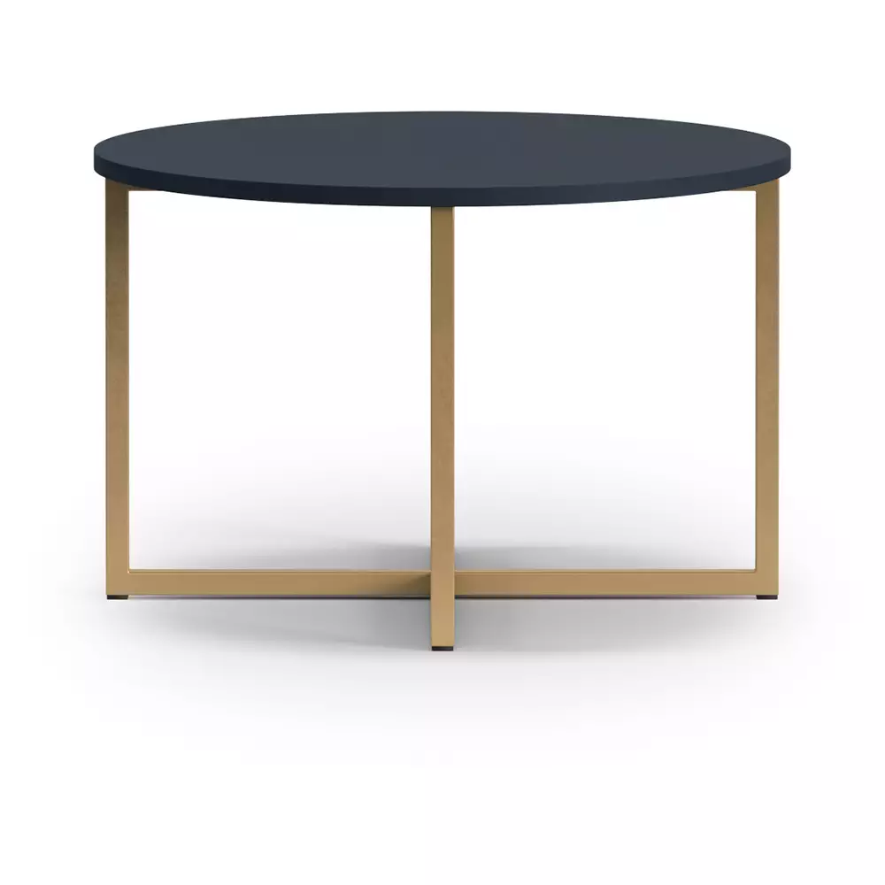 Lomadox Couchtisch 2er Set, 60cm & 80cm Durchmesser, 39cm & 43cm hoch, in Marineblau mit goldfarbenem Fußgestell PERIA-132 Black Friday