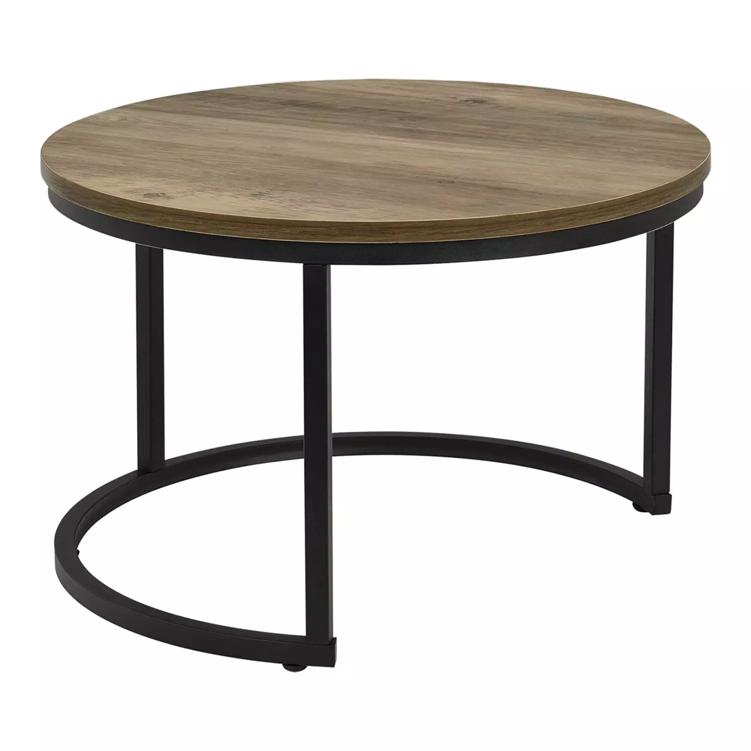 Lomadox Couchtisch 2er Set, rund, in Holzoptik mit schwarzem Metallgestell, BELOVAR-100 Weihnachtsangebot