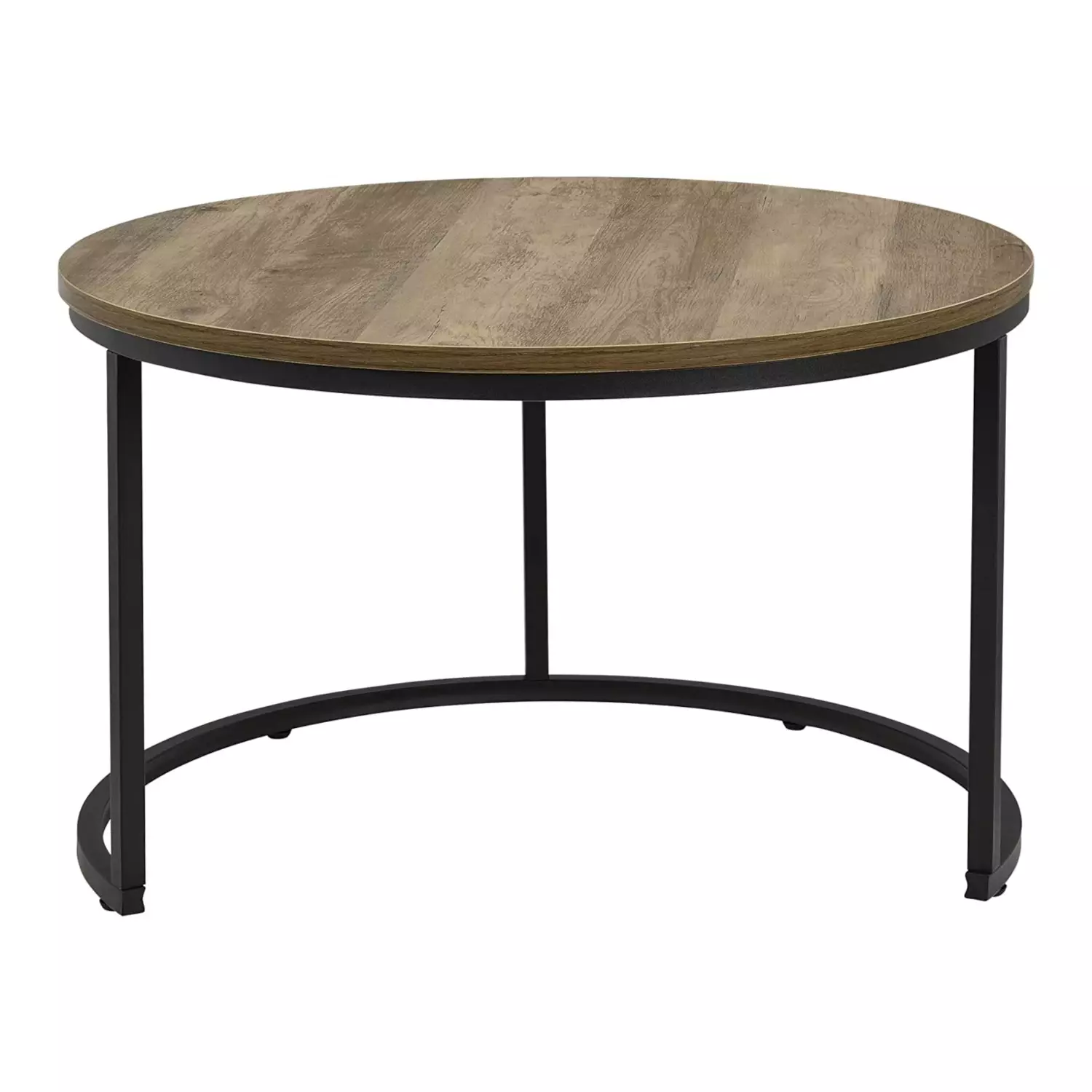 Lomadox Couchtisch 2er Set, rund, in Holzoptik mit schwarzem Metallgestell, BELOVAR-100 Weihnachtsangebot