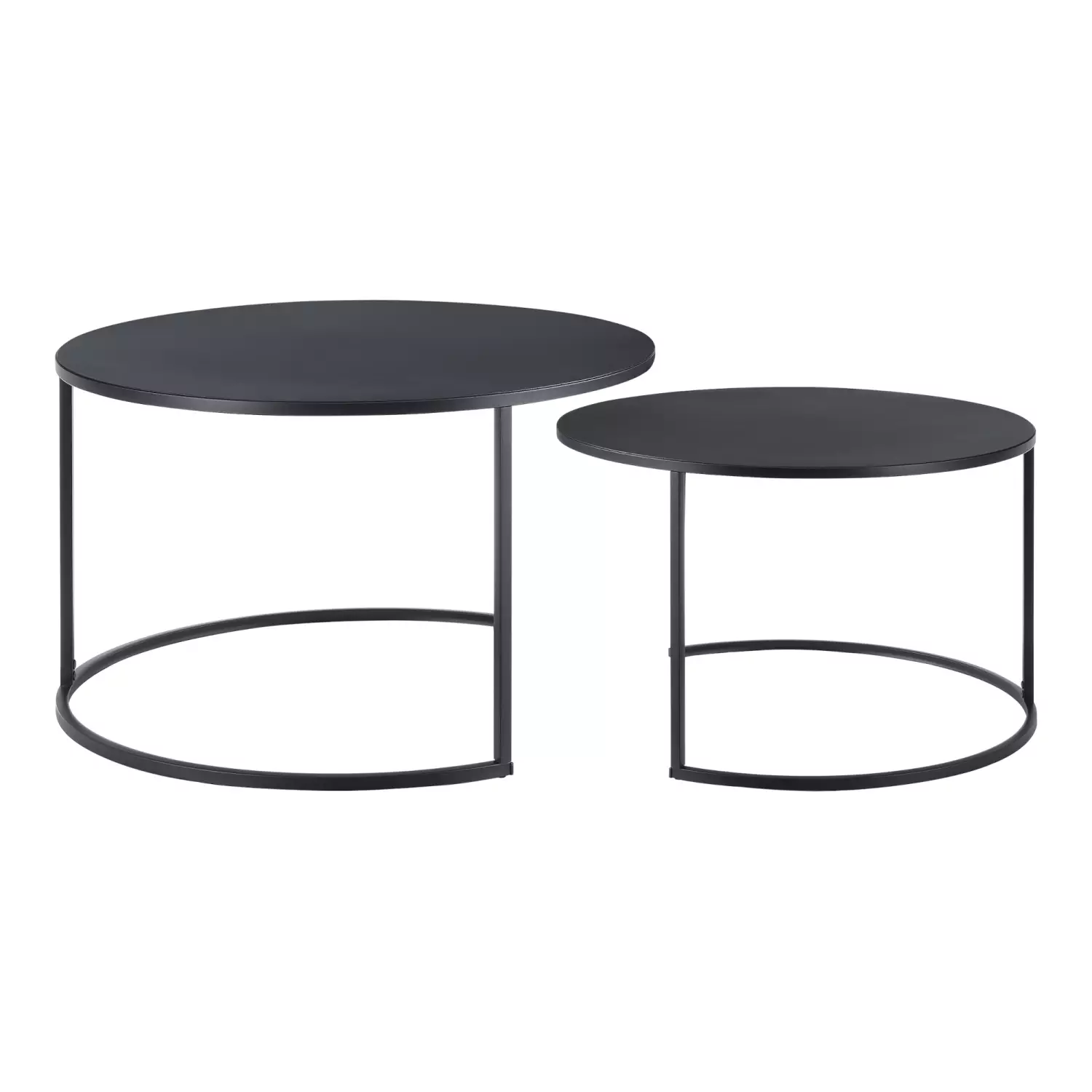 Lomadox Couchtisch 2er Set, rund, schwarz mit Metallgestell, BELOVAR-100 Osterangebot