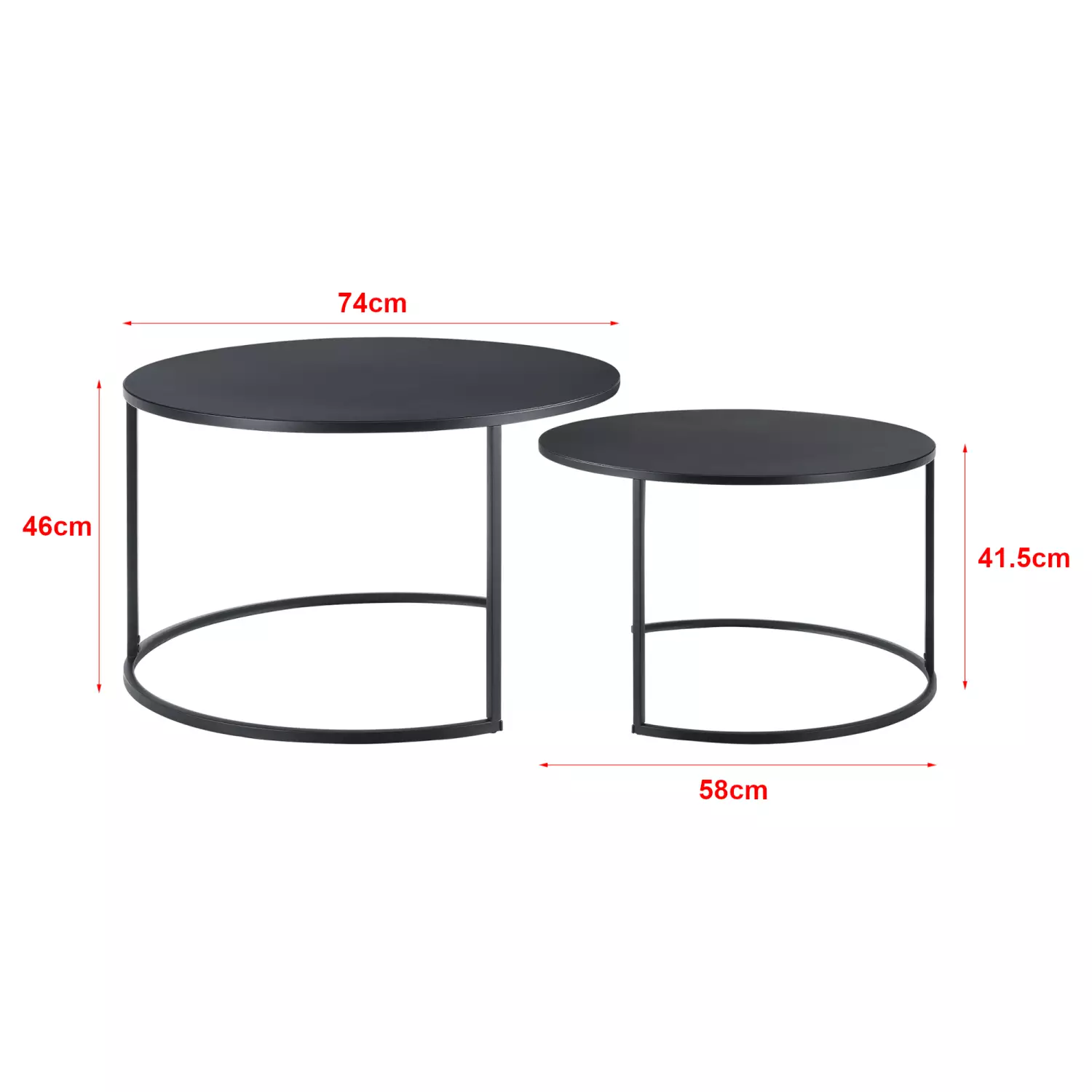 Lomadox Couchtisch 2er Set, rund, schwarz mit Metallgestell, BELOVAR-100 Osterangebot