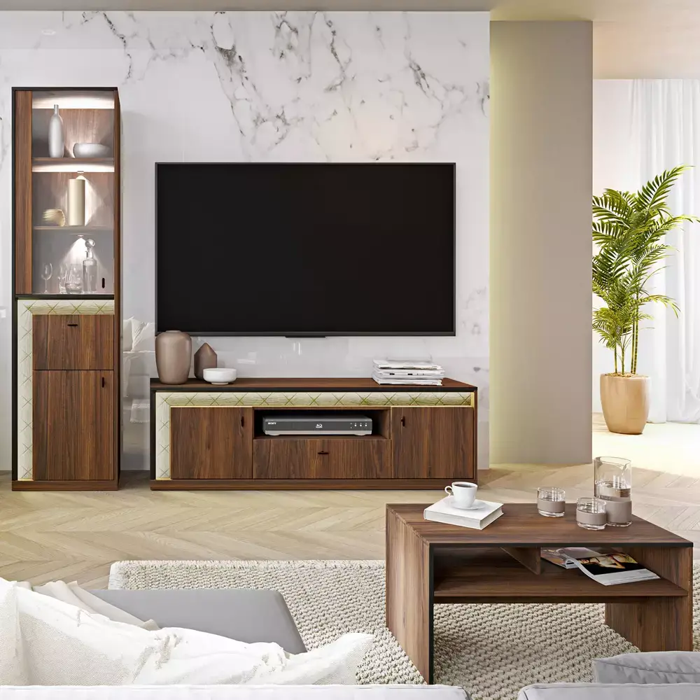 Lomadox Couchtisch 90 cm breit in Walnuss braun SAVA-161 Lagerräumung
