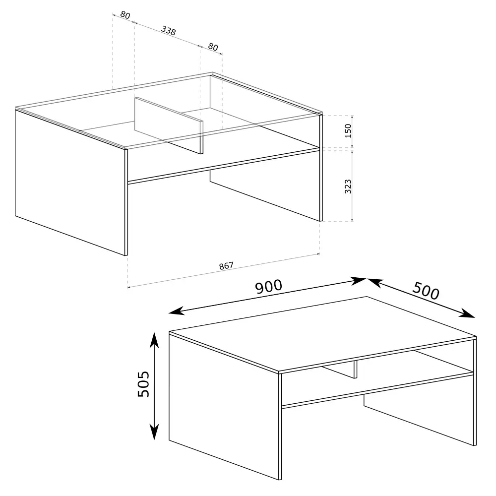 Lomadox Couchtisch 90 cm breit in Walnuss braun SAVA-161 Lagerräumung