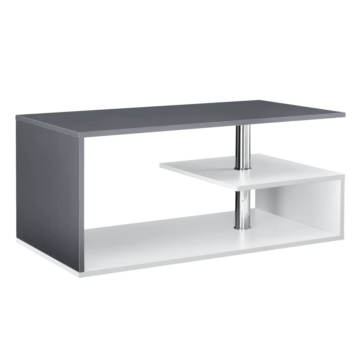 Lomadox Couchtisch BELOVAR-100, weiß mit dunkelgrau, B/H/T ca. 90/41/50 cm Online Outlet