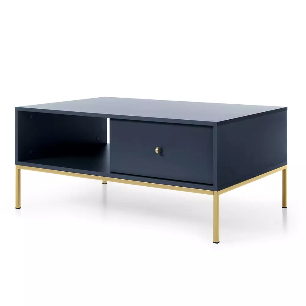 Lomadox Couchtisch in blau, Fußgestell goldfarben, MALAGA-160 Große Rabatte