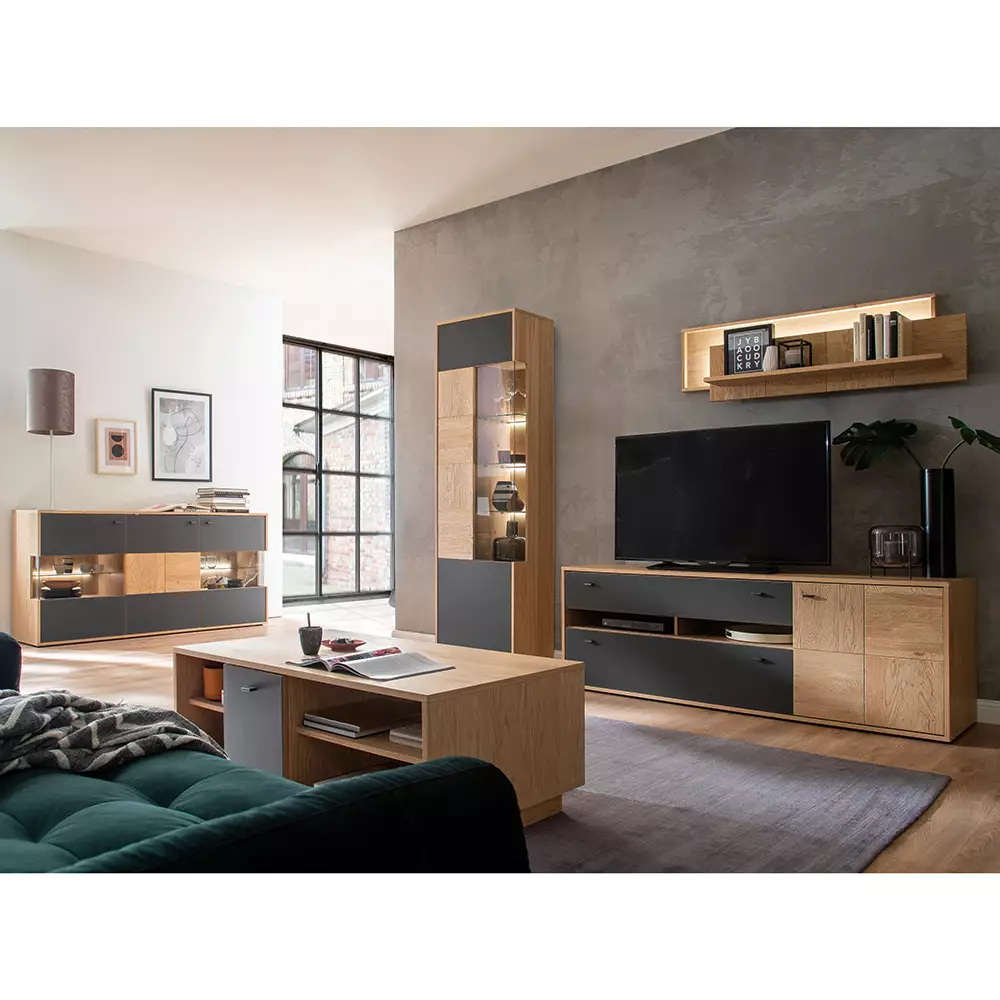 Lomadox Couchtisch in Eiche Bianco teilmassiv VALPARAISO-05, B/H/T ca. 115/44/65 cm Saisonale Angebote