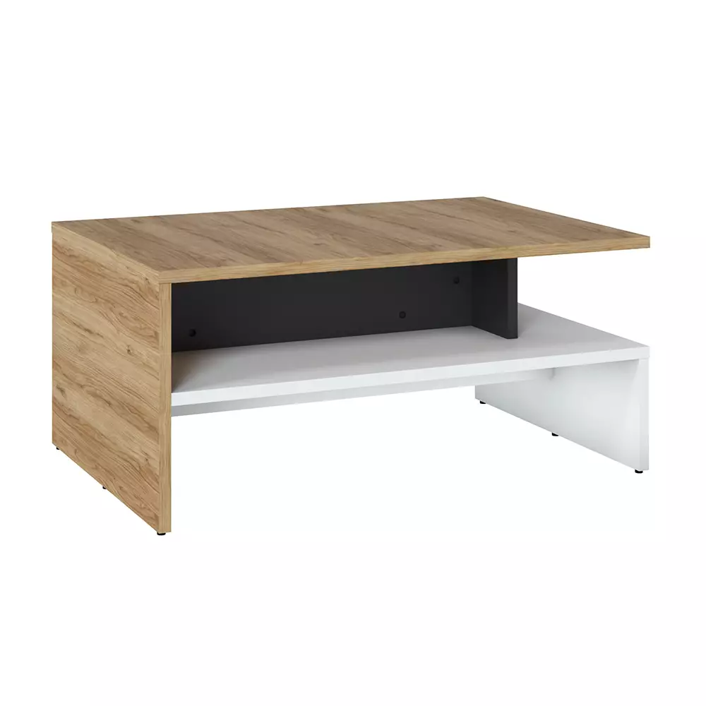 Lomadox Couchtisch in Eiche Nb. mit weiß SANDVIKA-129, B/H/T ca. 100/45,5/66 cm