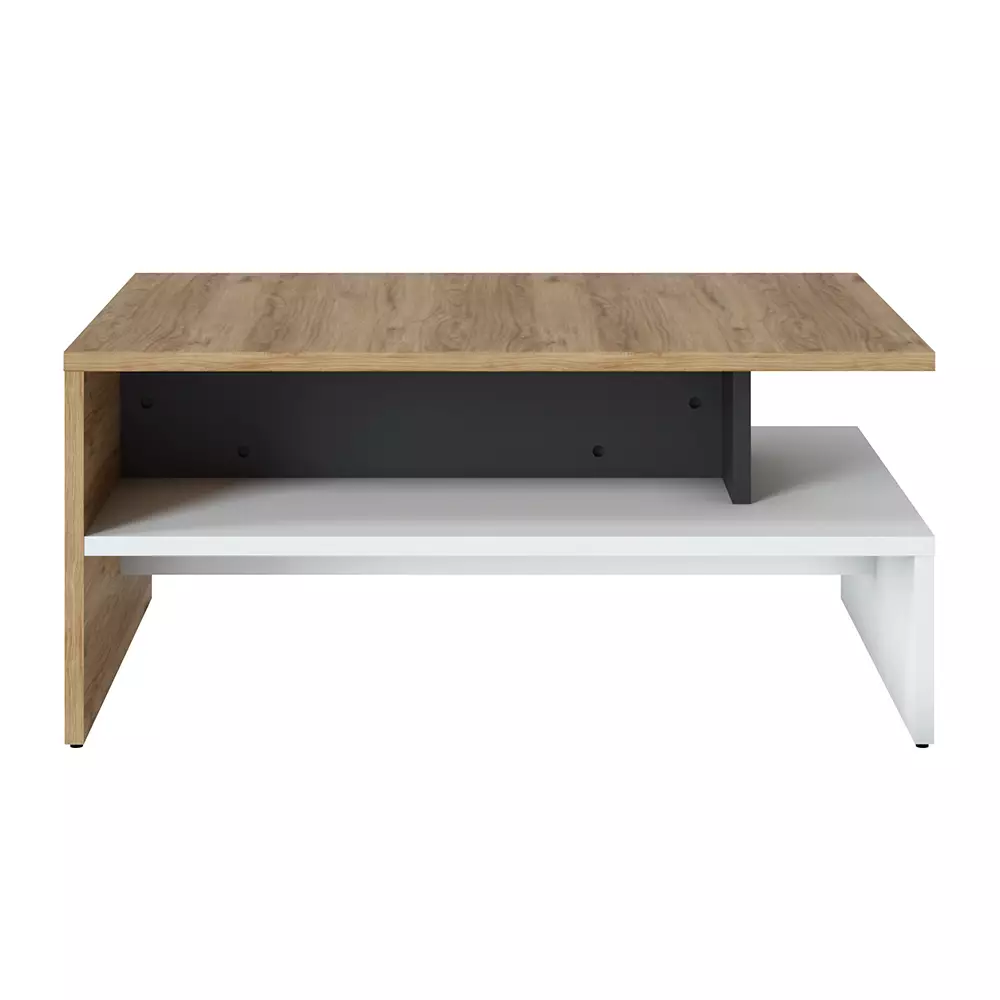 Lomadox Couchtisch in Eiche Nb. mit weiß SANDVIKA-129, B/H/T ca. 100/45,5/66 cm Kauf eins, bekomm eins gratis