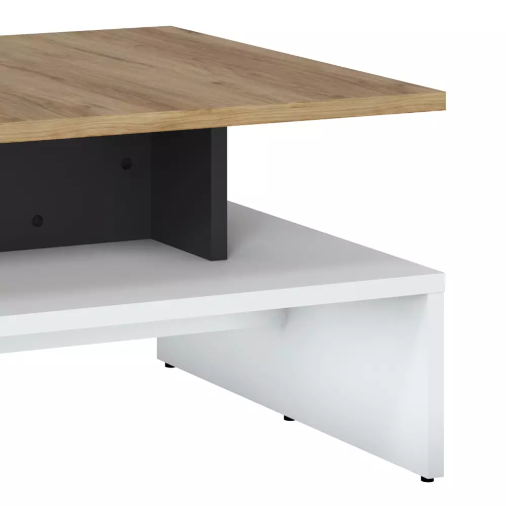 Lomadox Couchtisch in Eiche Nb. mit weiß SANDVIKA-129, B/H/T ca. 100/45,5/66 cm Kauf eins, bekomm eins gratis