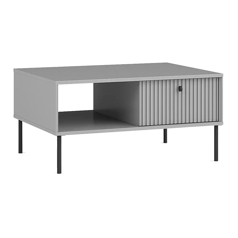 Lomadox Couchtisch in grau mit gerillter Front IPSWICH-166
