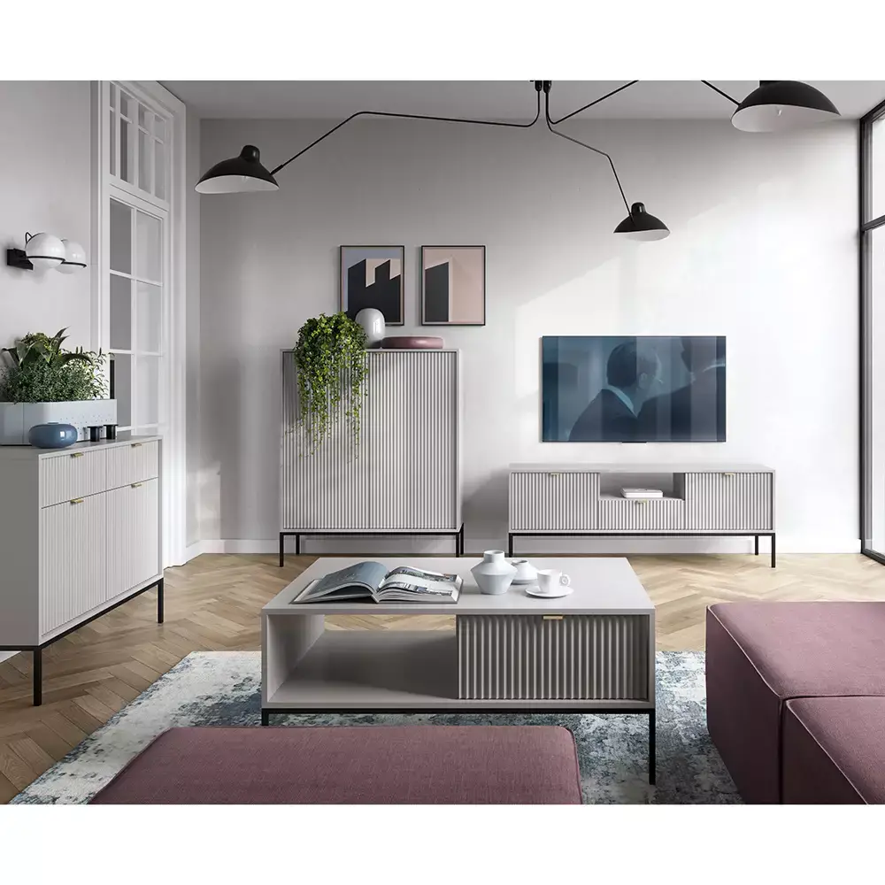 Lomadox Couchtisch in grau, Fußgestell schwarz, NEWCASTLE-160 Super Sparpreis