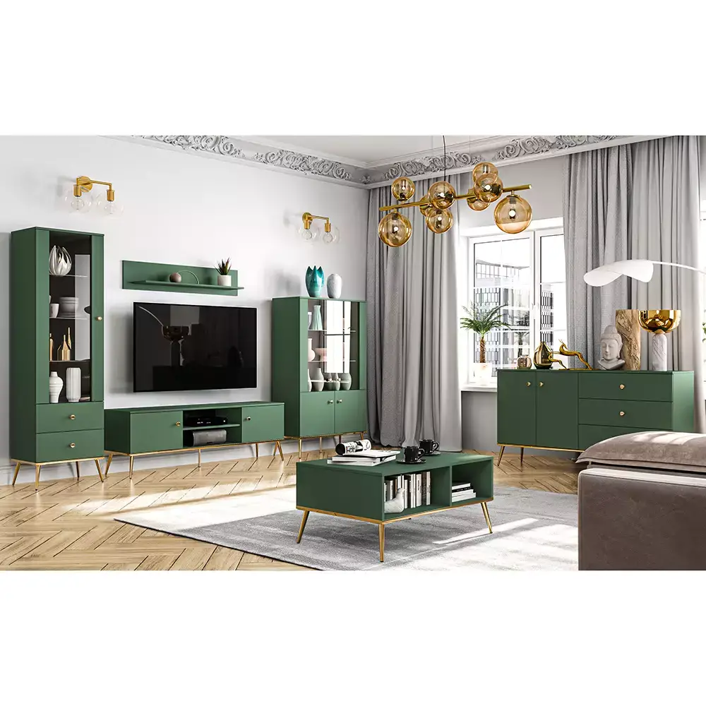 Lomadox Couchtisch in grün mit goldfarbenen Füßen FASANO-131, B/H/T ca. 90/42/60 cm Wochenangebot