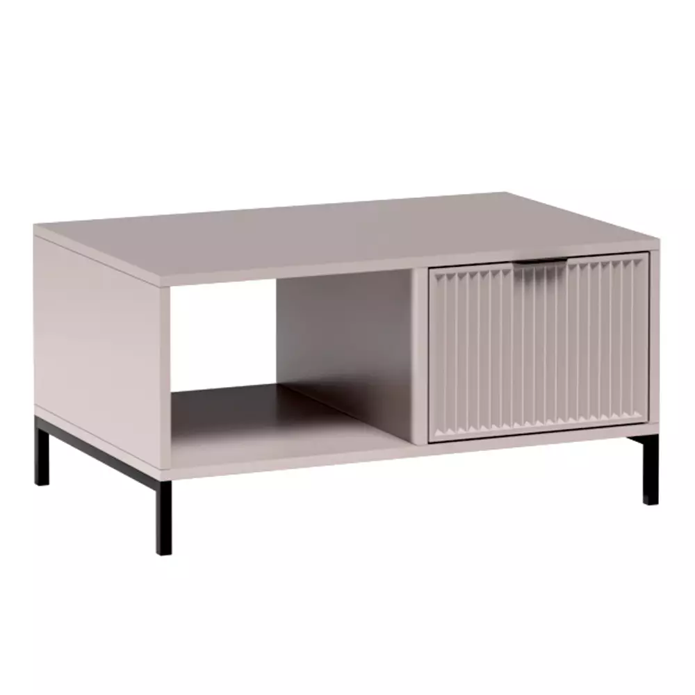 Lomadox Couchtisch in Kaschmir beige mit Rillenoptik LAURO-161 Begrenzte Freigabe