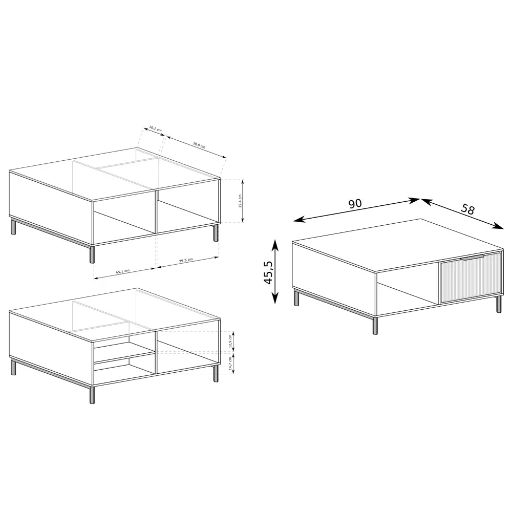 Lomadox Couchtisch in Kaschmir beige mit Rillenoptik LAURO-161 Begrenzte Freigabe