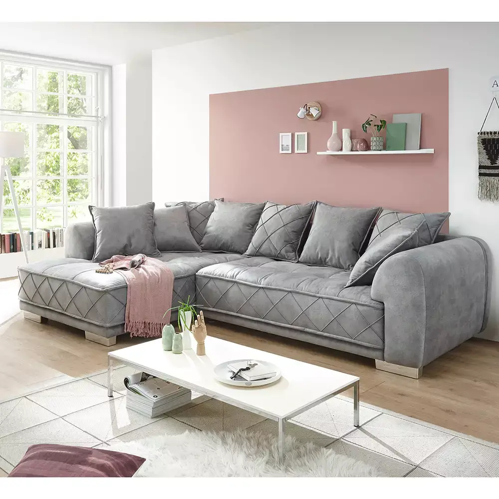 Lomadox Ecksofa mit 8 Rückenkissen in verschiedenen Farben, L-Form, Serie SVENDBORG-09 Letzter Tag