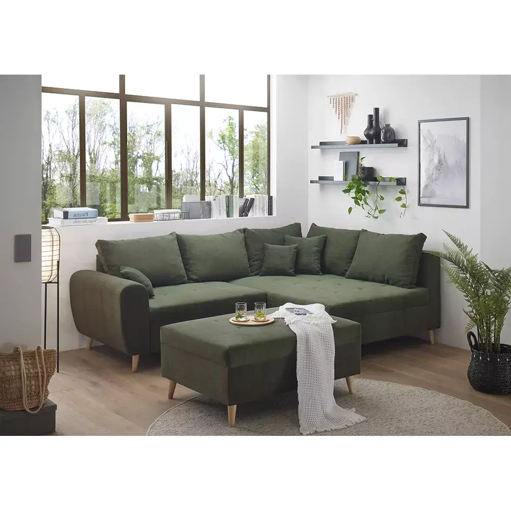 Lomadox Ecksofa mit Hocker und 8 Kissen in verschiedenen Farben, L-Form mit Recamiere rechts oder links, Serie CUNEO-09 Zeitbegrenzte Promotion