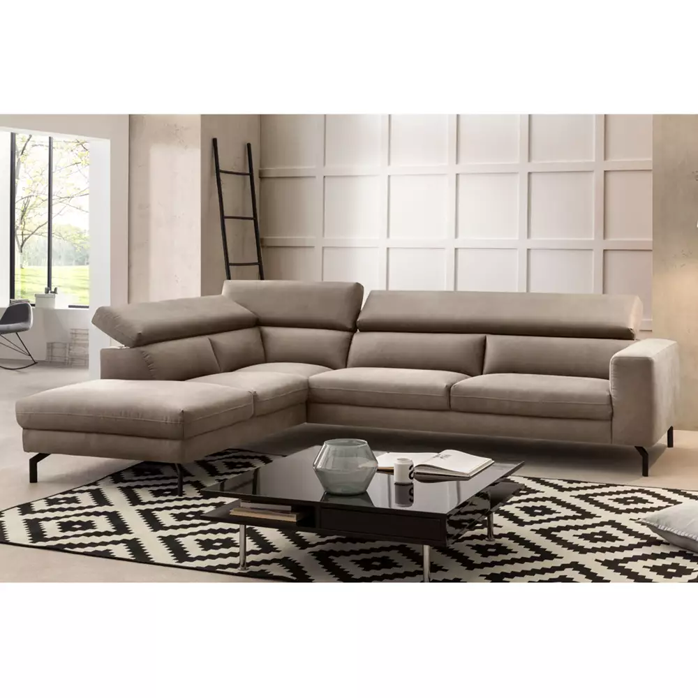Lomadox Ecksofa mit verstellbaren Kopfteilen, Vintageoptik beige CASSINO-155 Bis zu 60% Rabatt