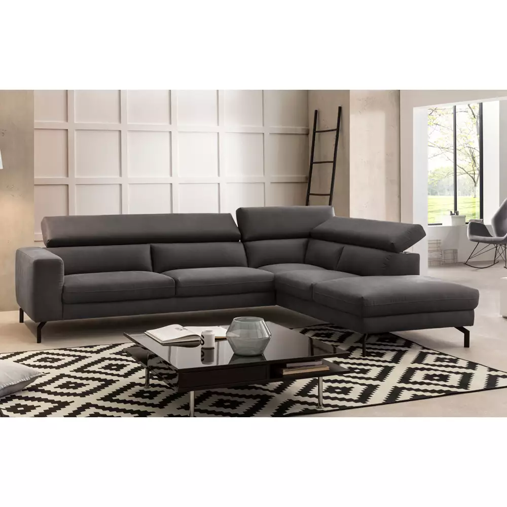 Lomadox Ecksofa mit verstellbaren Kopfteilen, Vintageoptik dunkelgrau CASSINO-155 Bis zu 65% Rabatt
