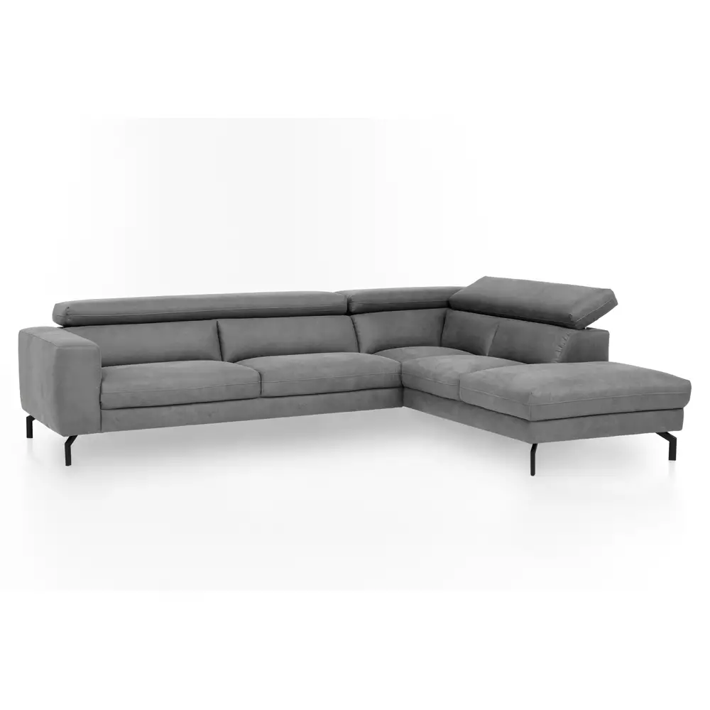 Lomadox Ecksofa mit verstellbaren Kopfteilen, Vintageoptik grau CASSINO-155 Nur für heute