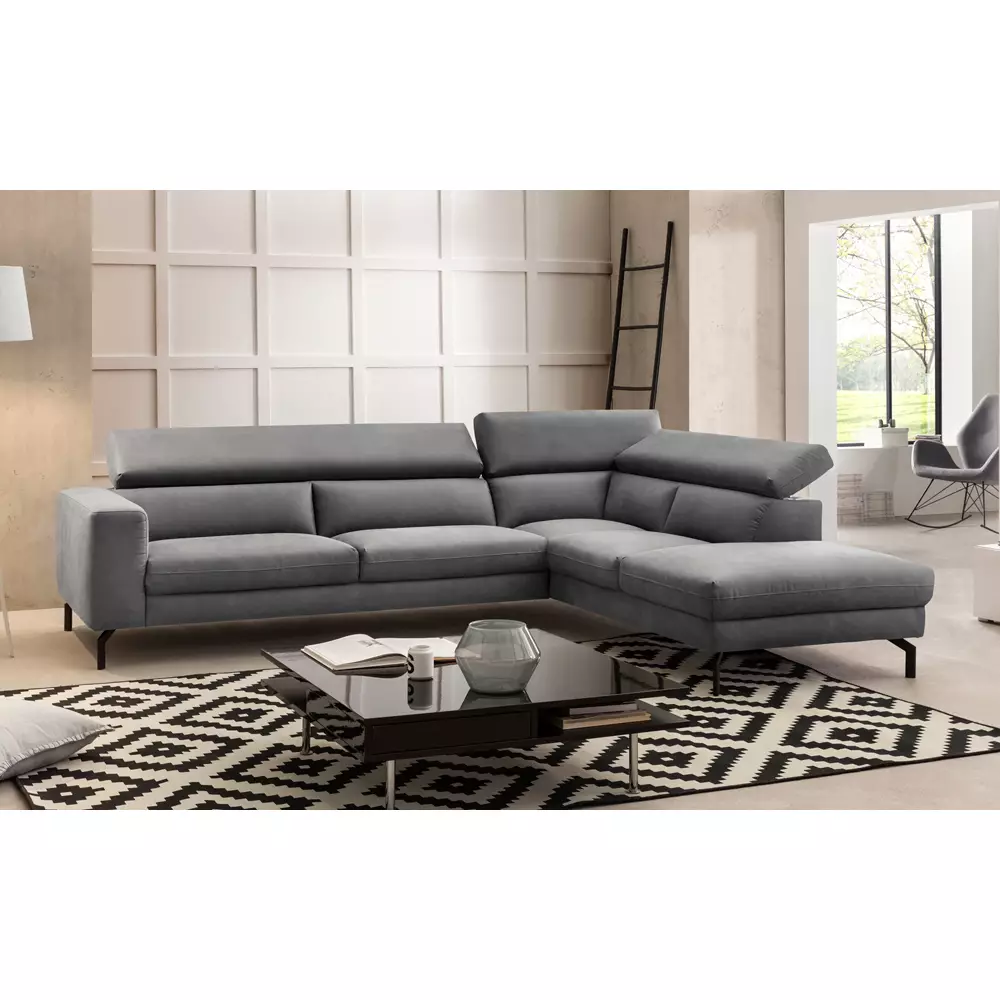 Lomadox Ecksofa mit verstellbaren Kopfteilen, Vintageoptik grau CASSINO-155 Nur für heute