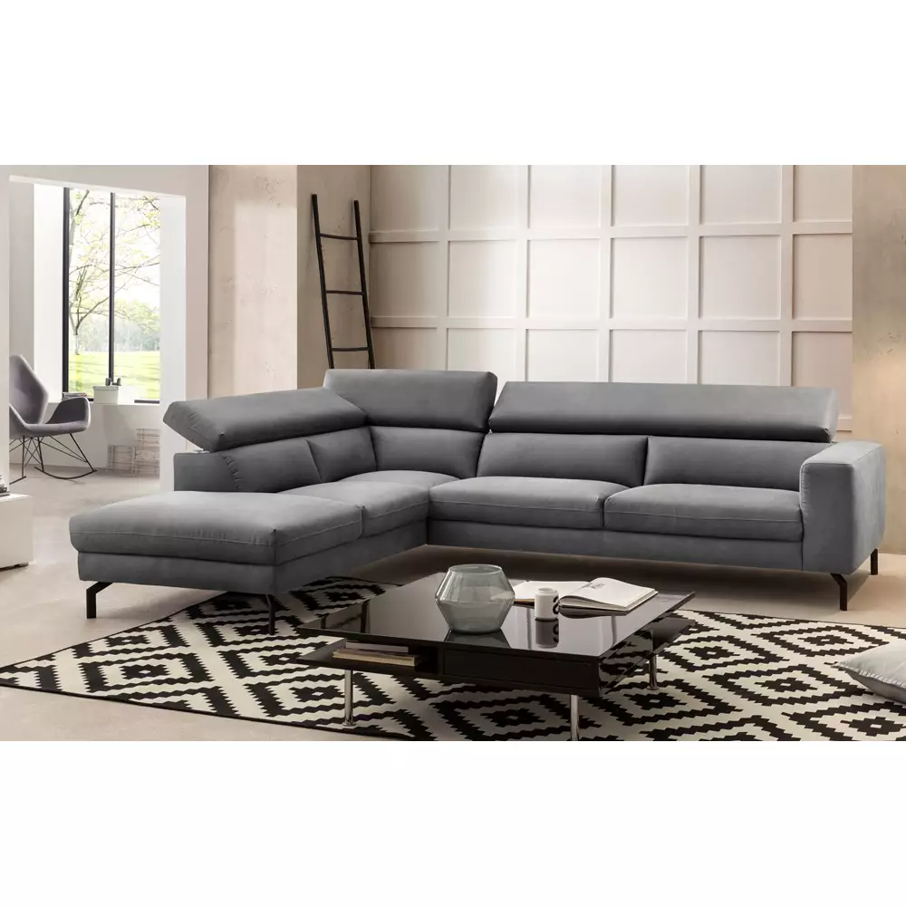 Lomadox Ecksofa mit verstellbaren Kopfteilen, Vintageoptik grau CASSINO-155 Nur für heute