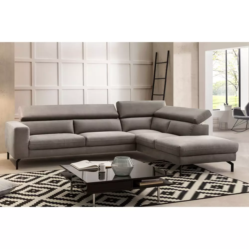 Lomadox Ecksofa mit verstellbaren Kopfteilen, Vintageoptik schlamm CASSINO-155 Sonderangebot der Fabrik
