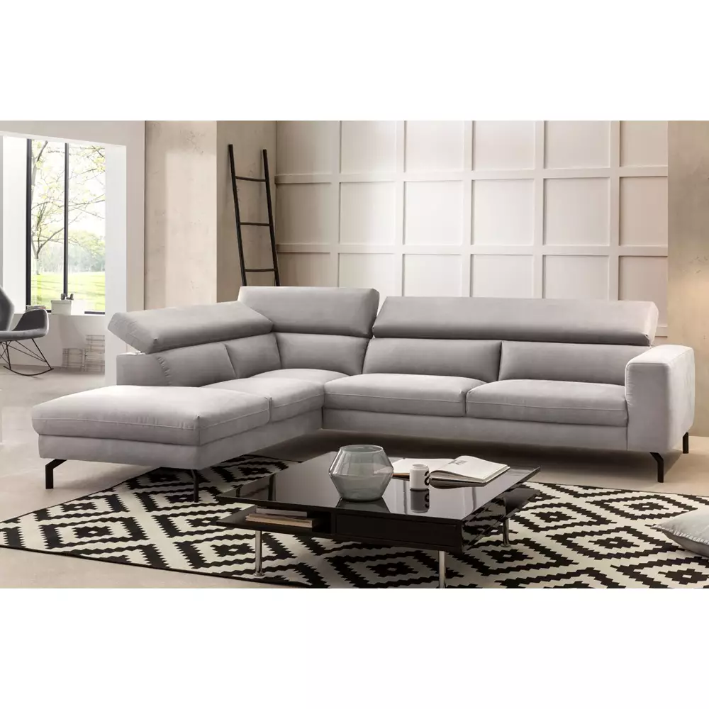 Lomadox Ecksofa mit verstellbaren Kopfteilen, Vintageoptik silber CASSINO-155 Vierteljährliche Förderung