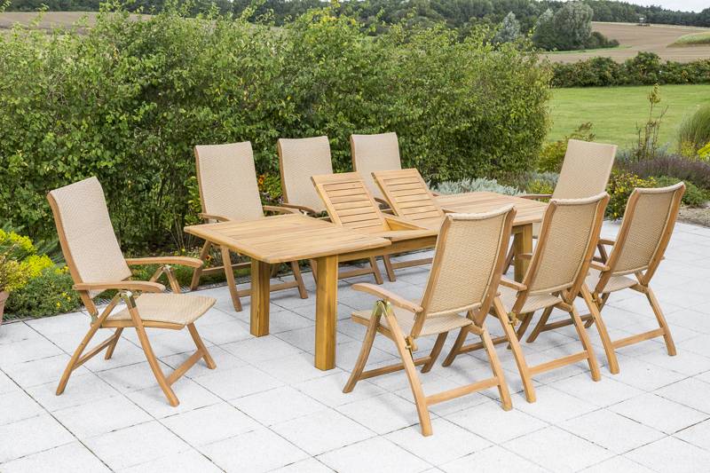 Merxx Capri Set 9tlg. Doppelausziehtisch 180/260 x 100 cm Bis zu 50% Rabatt