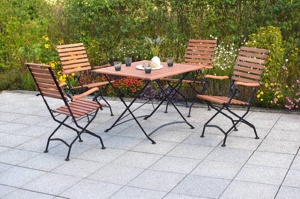 Merxx Schlossgarten Set 5tlg. Klapptisch 90 x 90 cm