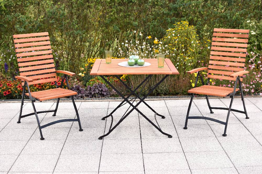 Merxx Schlossgarten Set 3tlg. Klapptisch 90 x 90 cm
