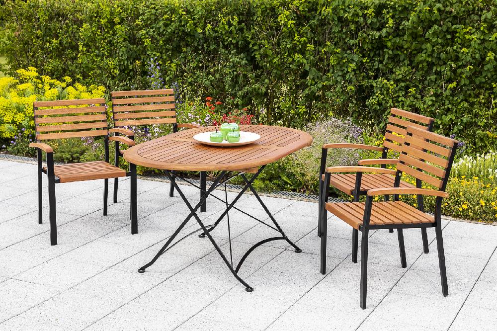 Merxx Schlossgarten Set 5lg. Klapptisch oval 140 x 90 cm