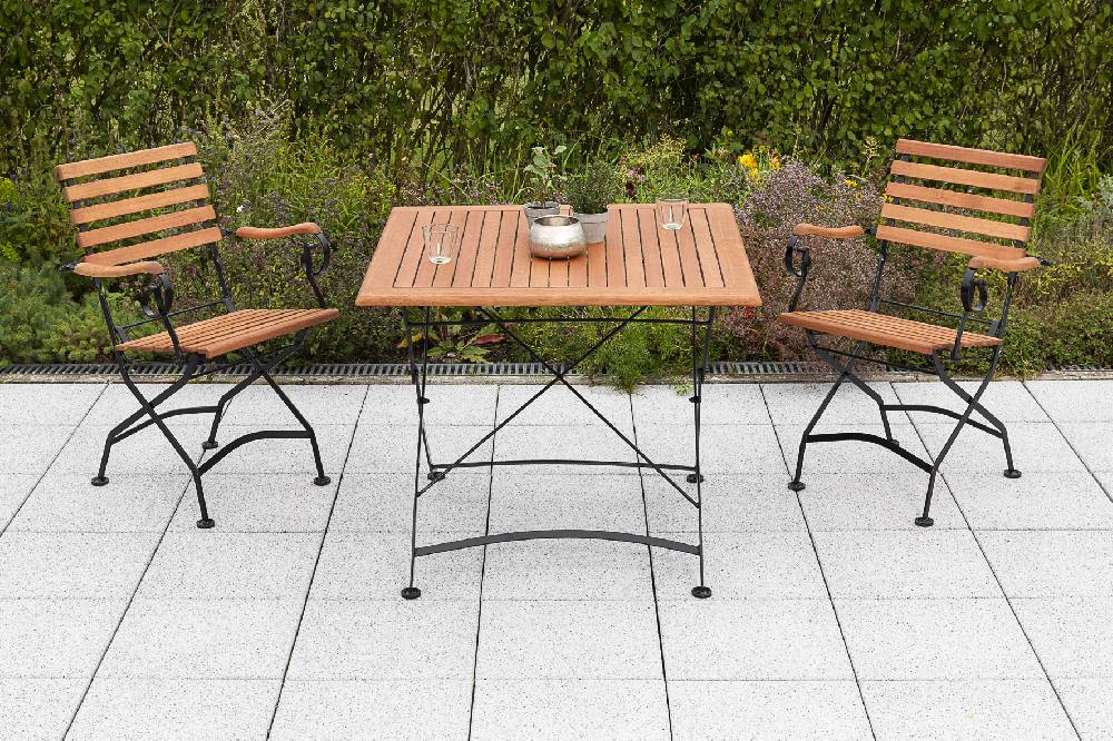 Merxx Schlossgarten Set 3tlg. Klapptisch 90 x 90 cm