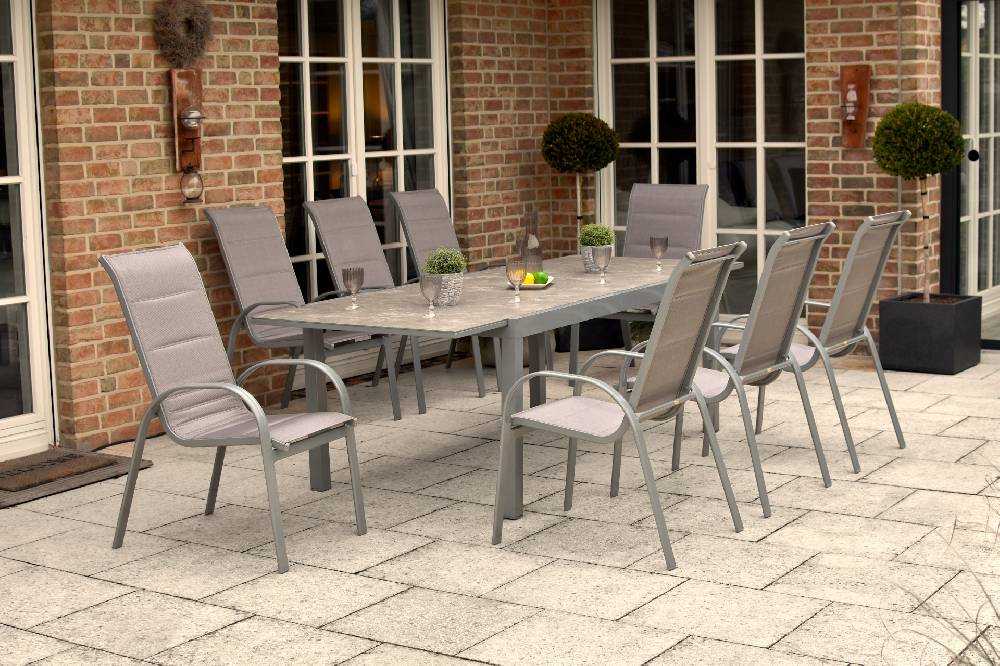 Merxx Amalfi di lusso Set 9tlg. Semi-Ausziehtisch 185/220 x 100 cm VIP-Rabatte