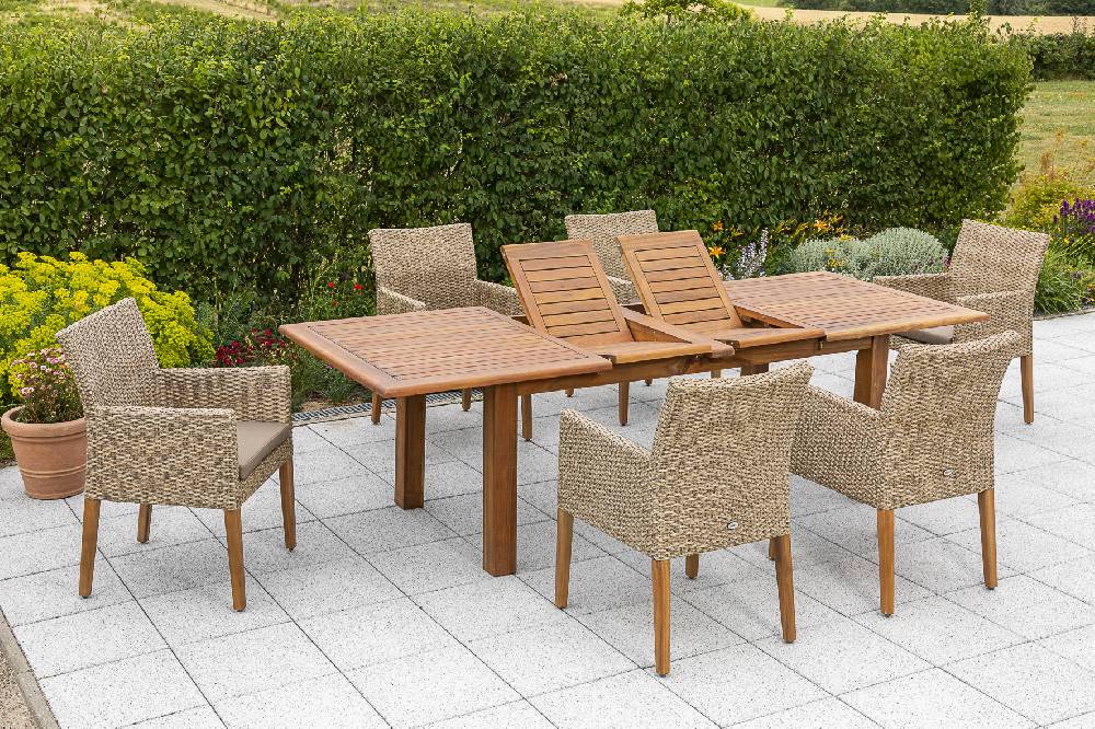 Merxx Ranzano Set 7tlg. Doppelausziehtisch 180/260 x 100 cm Saisonale Angebote
