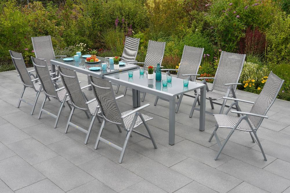 Merxx Taviano Set 11tlg. Flex-Ausziehtisch 160/320 x 90 cm Sonderangebot der Fabrik