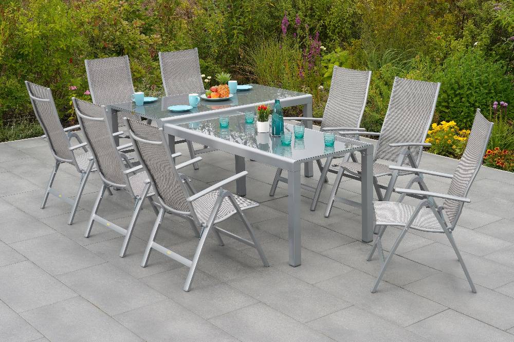 Merxx Taviano Set 11tlg. Flex-Ausziehtisch 160/320 x 90 cm Sonderangebot der Fabrik