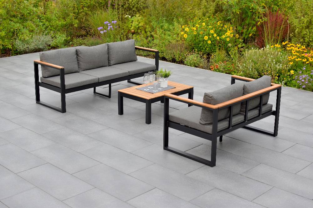 Merxx Mykonos Set 3tlg. Tisch 90 x 60 cm 3er Bank Speichern exportieren