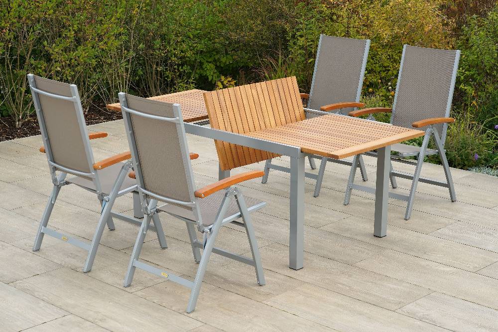 Merxx Naxos Set 5tlg. Ausziehtisch 150/200 x 90 cm Begrenzt auf 3 Tage